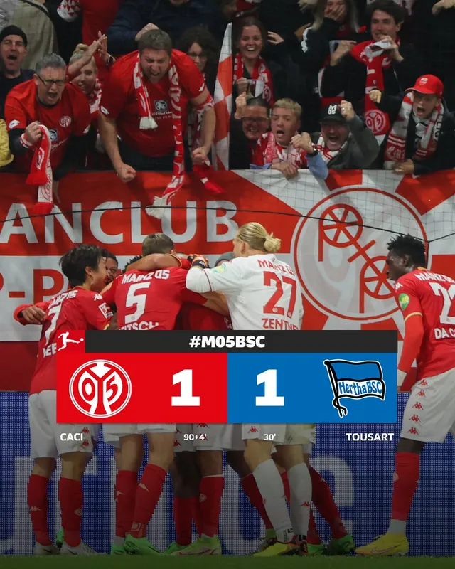 Vòng 7 giải VĐQG Đức: Mainz 05 chia điểm trên sân nhà trước Hertha Berlin - Ảnh 1.