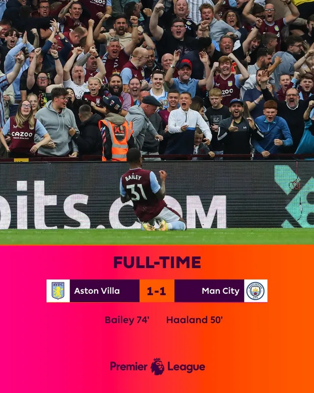 Hòa thất vọng Aston Villa, Man City lỡ cơ hội giành ngôi đầu bảng - Ảnh 1.