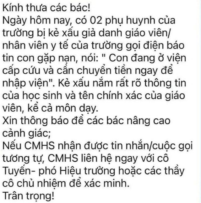 Sở Giáo dục và Đào tạo Hà Nội cảnh báo về tình trạng gọi điện lừa đảo - Ảnh 1.