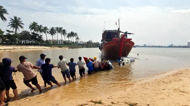 Chìm thuyền trên biển, hai ngư dân tự bơi vào bờ - Ảnh 1.