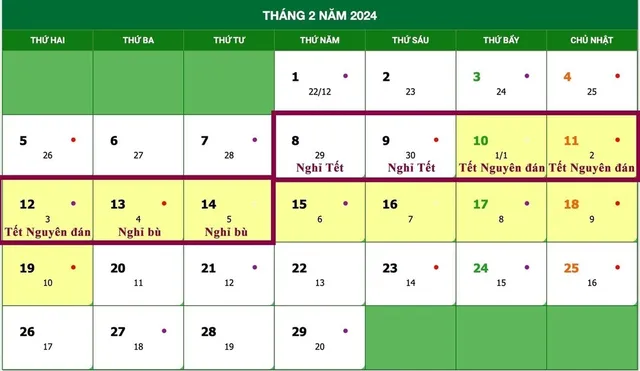 Lịch nghỉ Tết Nguyên đán 2024 chính thức: 7 ngày liên tiếp, từ 29/12 Âm lịch - Ảnh 1.