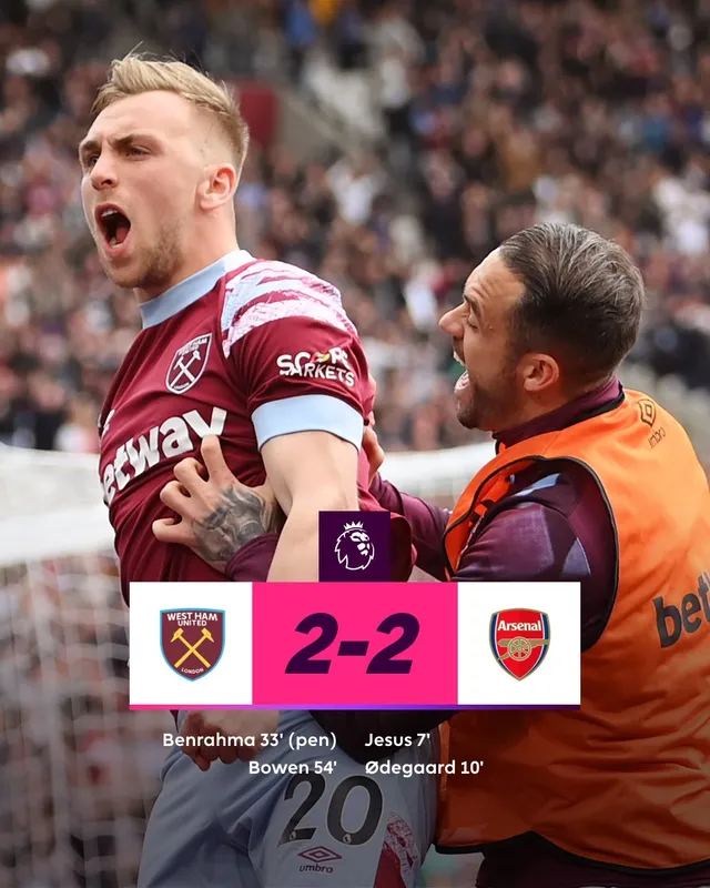 Vòng 31 Ngoại hạng Anh: West Ham ngược dòng ngoạn mục trước Arsenal   - Ảnh 2.