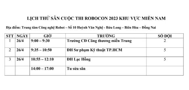 Robocon Việt Nam 2023: Cập nhật lịch thử sân vòng loại khu vực phía Nam - Ảnh 1.