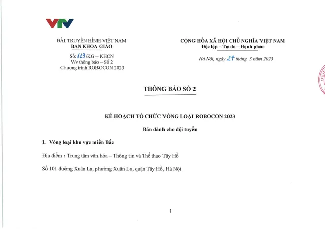 Chi tiết lịch thi đấu vòng loại Robocon Việt Nam 2023 - Ảnh 1.