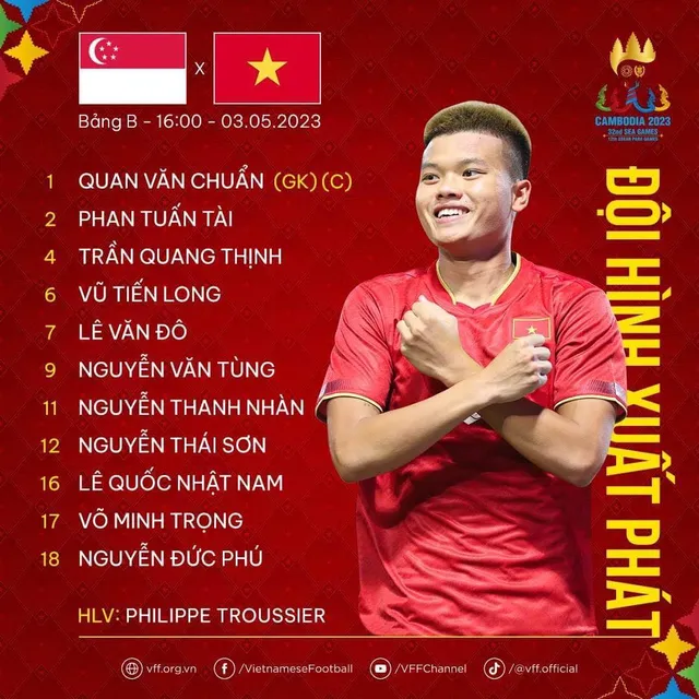 SEA GAMES 32 | U22 Singapore 1-3 U22 Việt Nam: Chiến thắng ấn tượng - Ảnh 1. SEA GAMES 32 | U22 Singapore 1-3 U22 Việt Nam: Chiến thắng ấn tượng - Ảnh 1.