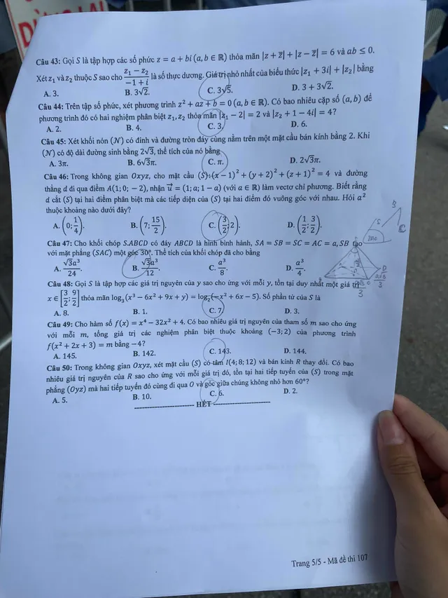 CHÍNH THỨC: Đề thi Toán tốt nghiệp THPT 2023 - Ảnh 5.
