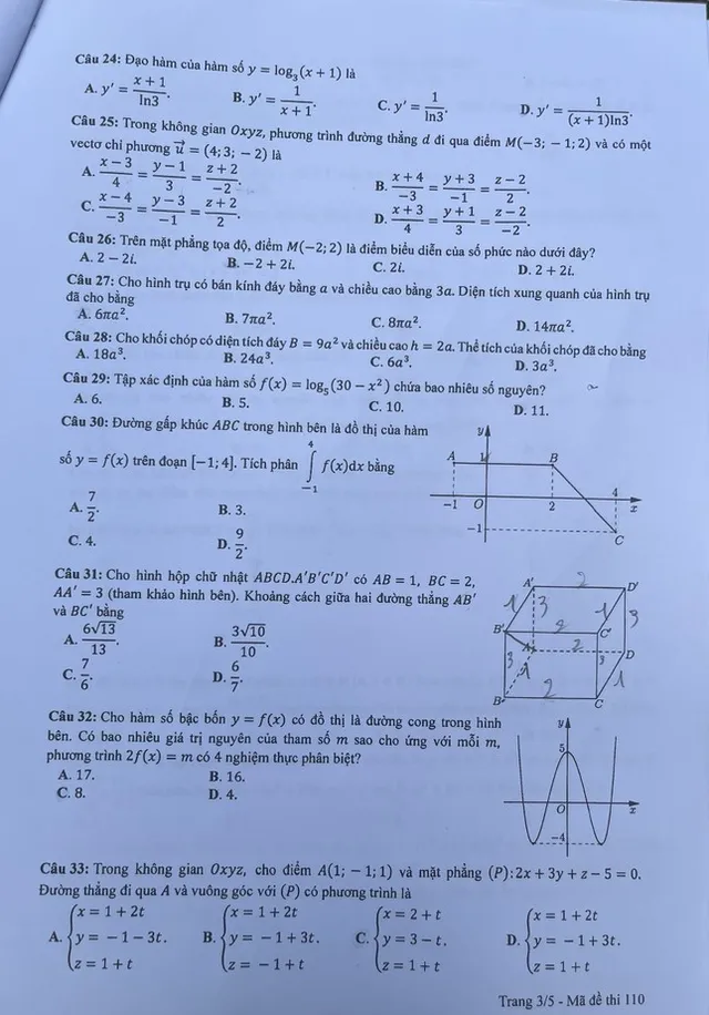 CHÍNH THỨC: Đề thi Toán tốt nghiệp THPT 2023 - Ảnh 13.