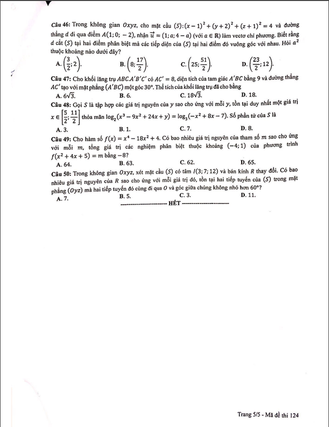 Gợi ý đáp án đề thi Toán tốt nghiệp THPT 2023 - Ảnh 5.