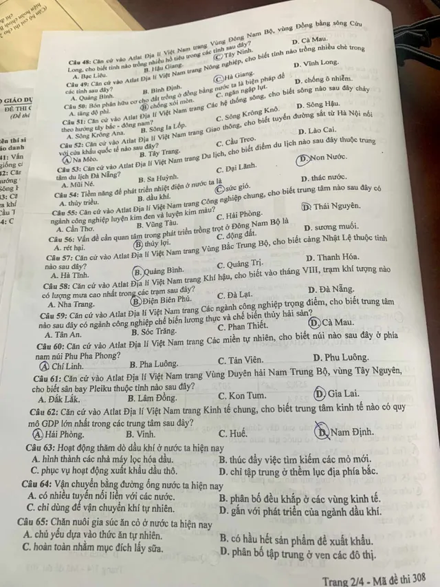 Đề thi và gợi ý đáp án môn Địa lý Kỳ thi tốt nghiệp THPT 2023 - Ảnh 2.