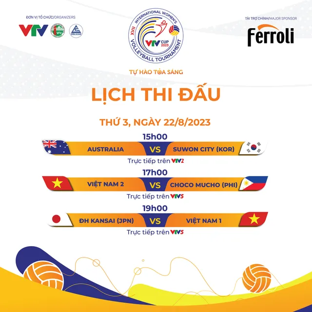 Lịch thi đấu và trực tiếp VTV Cup Ferroli 2023 hôm nay, 22/8   - Ảnh 1.