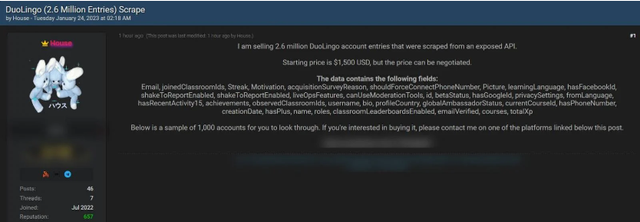Dữ liệu 2,6 triệu người dùng Duolingo bị phát tán công khai - Ảnh 1.