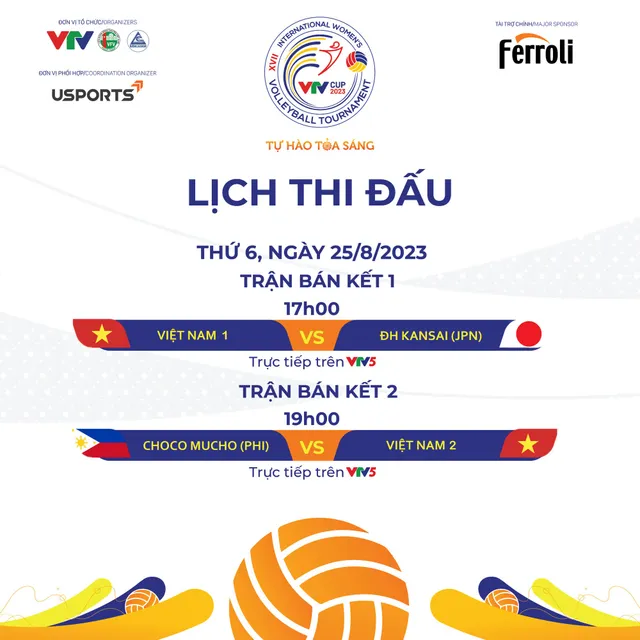 Lịch thi đấu và trực tiếp VTV Cup Ferroli 2023 hôm nay, 25/8 - Ảnh 1.