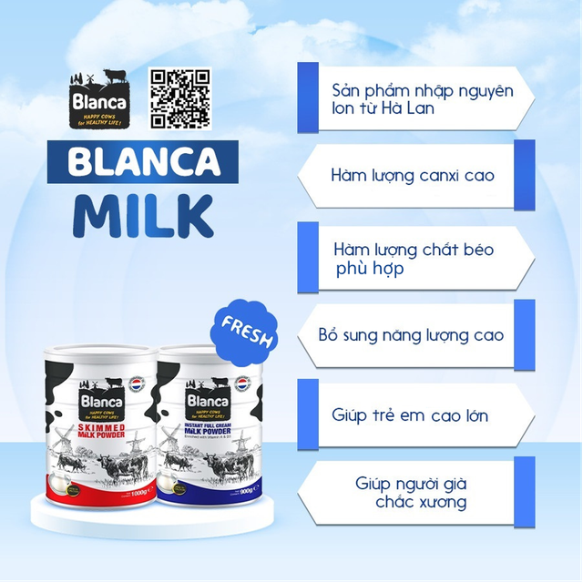 Sữa Blanca nhập khẩu nguyên lon từ Hà Lan, nguồn dinh dưỡng bổ sung với hàm lượng canxi cao - Ảnh 1.