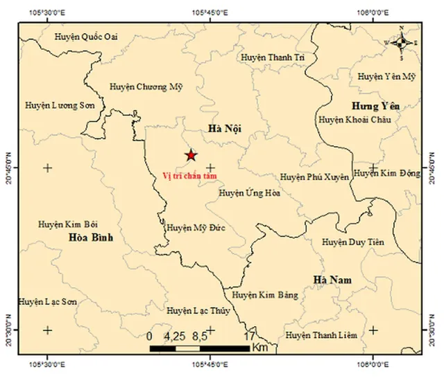 Động đất có độ lớn 4.0 ở Mỹ Đức, Hà Nội - Ảnh 1.