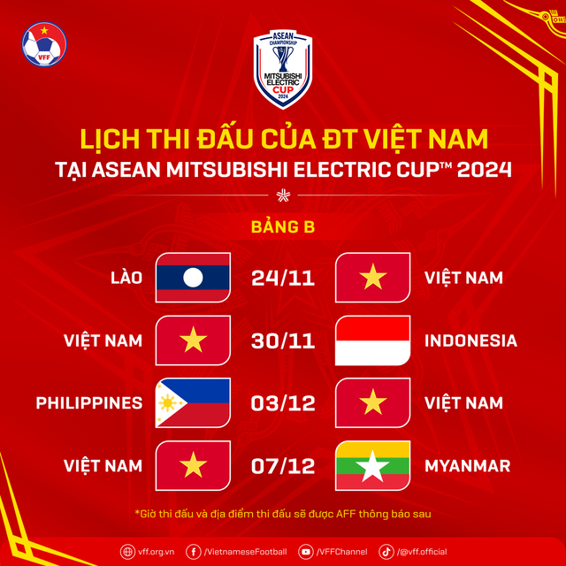 Lịch thi đấu của ĐT Việt Nam tại ASEAN Cup 2024   - Ảnh 1.