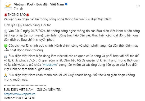 Bưu điện Việt Nam bị tấn công mạng gây gián đoạn hệ thống - Ảnh 1.