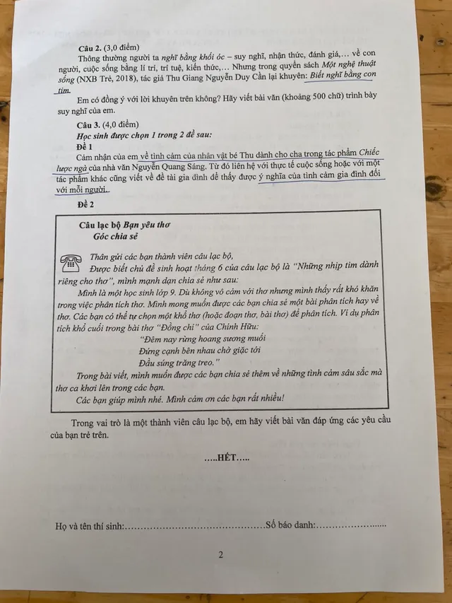 Đề thi môn Ngữ văn có độ phân hóa tốt, điểm trung bình dự kiến dao động từ 6,25 - 7,5 điểm - Ảnh 2.