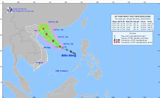 Áp thấp nhiệt đới cách quần đảo Hoàng Sa 180 km - Ảnh 1.