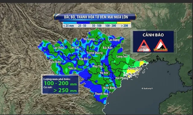 Cảnh báo mưa lớn diện rộng ở Bắc Bộ và Thanh Hóa do ảnh hưởng bão số 2 - Ảnh 1.