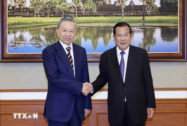 Vietnamese President, Cambodias CPP, Senate leader hold talks - Ảnh 1.