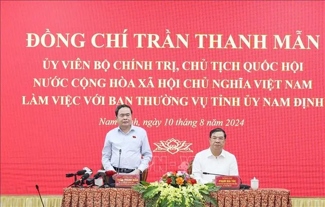 Chủ tịch Quốc hội Trần Thanh Mẫn làm việc với Ban Thường vụ Tỉnh ủy Nam Định - Ảnh 1.