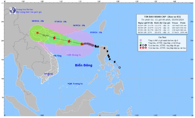Bão số 3 đã mạnh lên siêu bão, khả năng sẽ càn quét đất liền miền Bắc - Ảnh 1.