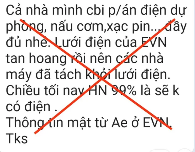 EVN bác bỏ thông tin Hà Nội 99% sẽ không có điện - Ảnh 1.