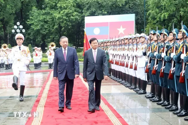 Tổng Bí thư, Chủ tịch nước Tô Lâm chủ trì Lễ đón Tổng Bí thư, Chủ tịch nước Lào Thongloun Sisoulith - Ảnh 2.