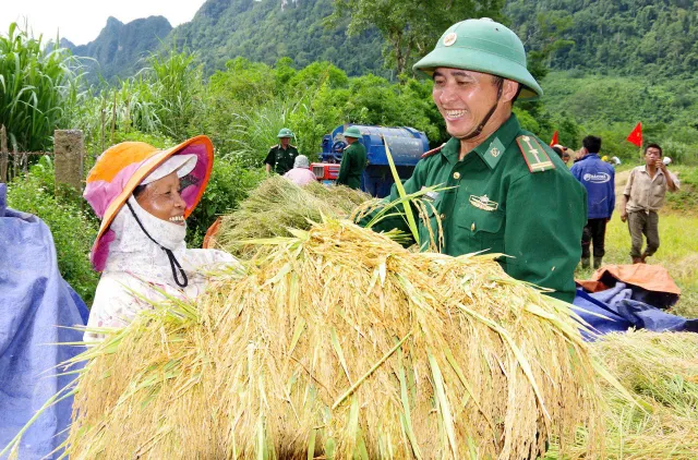 Bộ đội biên phòng gặt lúa chạy lũ cho đồng bào biên giới - Ảnh 3.