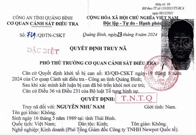 Quảng Bình: Phó Tổng Giám đốc bị truy nã ra đầu thú - Ảnh 1.