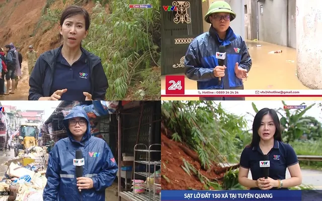 Tinh thần dấn thân, lăn xả của đội ngũ làm báo VTV trong bão lũ - Ảnh 4.