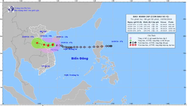 Bão số 4 sẽ đổ bộ vào miền Trung chiều nay (19/9) - Ảnh 1.