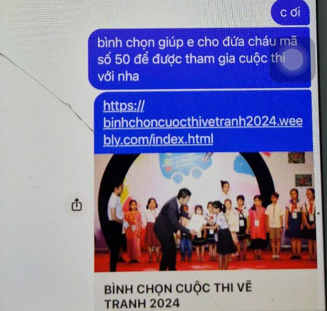 Lừa đảo gửi tin nhắn bình chọn cuộc thi vẽ tranh trên mạng xã hội - Ảnh 2.