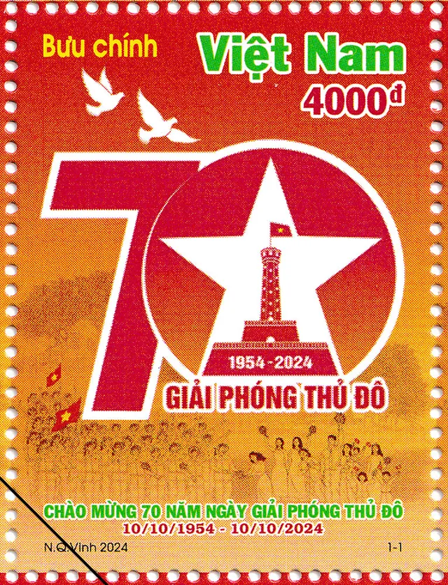 Phát hành bộ tem chào mừng 70 năm Ngày Giải phóng Thủ đô - Ảnh 1.