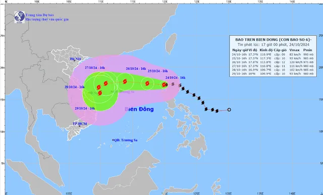 Bão Trami vào Biển Đông giật cấp 11, trở thành cơn bão số 6 - Ảnh 1.