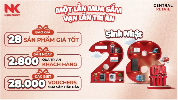 Tung triệu deal hot, điện máy Nguyễn Kim tưng bừng sale mừng sinh nhật tuổi 28 - Ảnh 1.