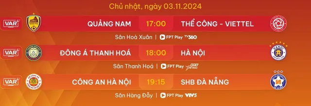 Lịch thi đấu V.League ngày 3/11: Bất ngờ ở ngôi đầu bảng xếp hạng? - Ảnh 1.