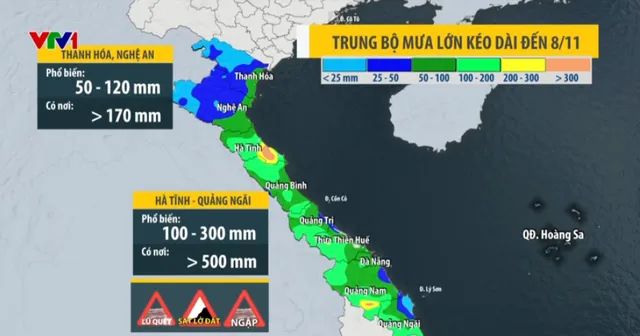 Trung Bộ mưa lớn kéo dài đến ngày 8/11, hàng loạt hồ chứa ở Hà Tĩnh xả tràn - Ảnh 1.