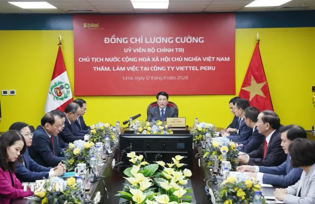 Chủ tịch nước Lương Cường thăm và làm việc với Công ty Viettel Peru - Ảnh 2.