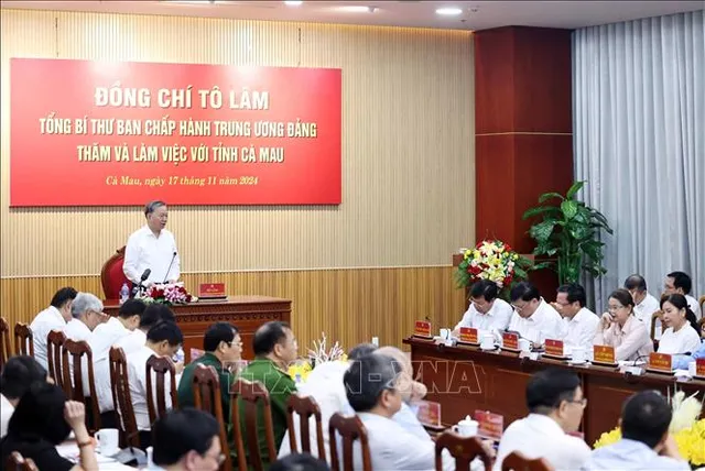 Tổng Bí thư Tô Lâm làm việc với Ban Thường vụ Tỉnh ủy Cà Mau - Ảnh 2.