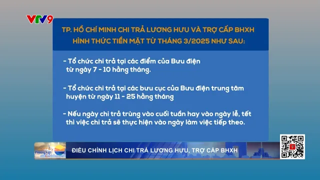 Điều chỉnh lịch chi trả tiền mặt lương hưu, trợ cấp Bảo hiểm xã hộiC ở TP. Hồ Chí Minh