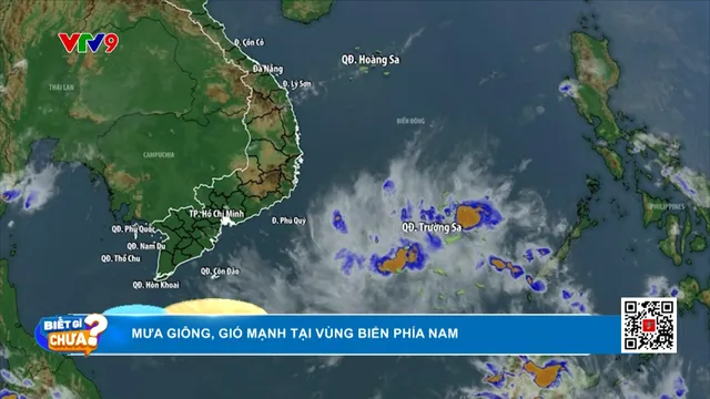 Mưa giông, gió mạnh tại vùng biển phía nam