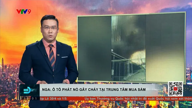Nga: Ô tô phát nổ gây cháy tại trung tâm mua sắm