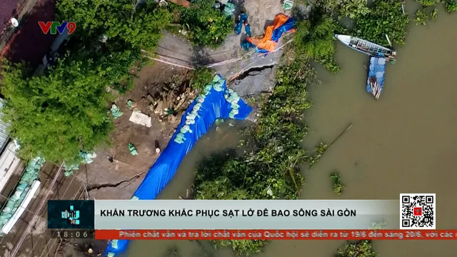 Khắc phục sạt lở bờ đê sông Sài Gòn