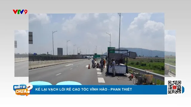 Kẻ lại vạch lối rẽ cao tốc Phan Thiết -  Vĩnh Hảo