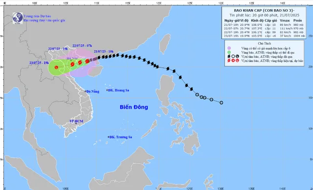 CẬP NHẬT: Bão số 3 giật cấp 13 tại Vịnh Bắc Bộ, 1 người tử vong do ảnh hưởng bão - Ảnh 1.