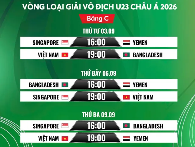 VTV tường thuật trực tiếp các trận đấu U23 Việt Nam và bảng C vòng loại U23 Châu Á 2026
- Ảnh 1. VTV tường thuật trực tiếp các trận đấu U23 Việt Nam và bảng C vòng loại U23 Châu Á 2026
- Ảnh 1.