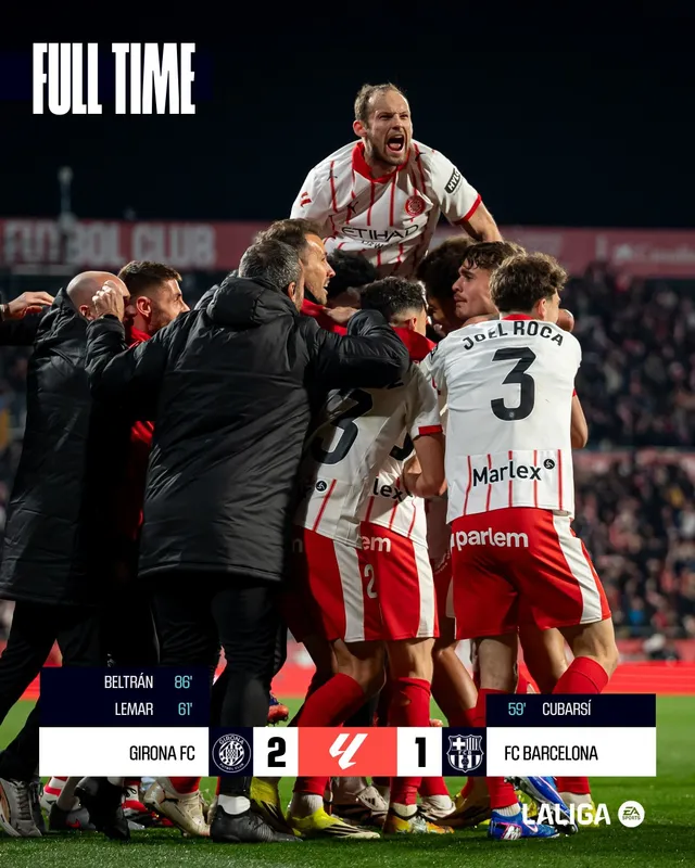 Bại trận trước Girona, Barcelona mất ngôi đầu vào tay Real Madrid- Ảnh 1. Bại trận trước Girona, Barcelona mất ngôi đầu vào tay Real Madrid- Ảnh 1.