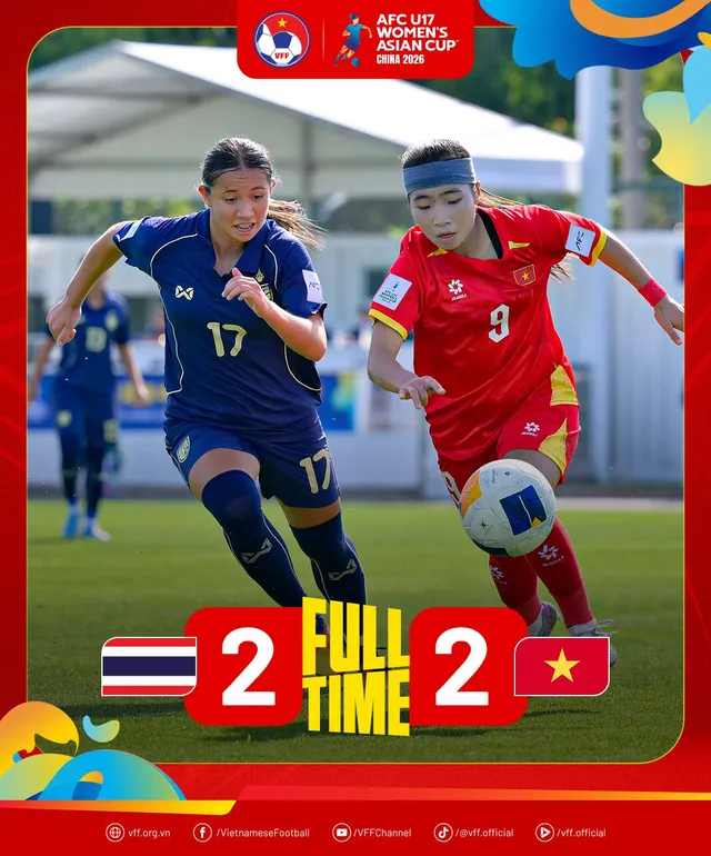 VCK U17 nữ châu Á 2026: U17 Việt Nam hòa nghẹt thở Thái Lan 2-2- Ảnh 3.
