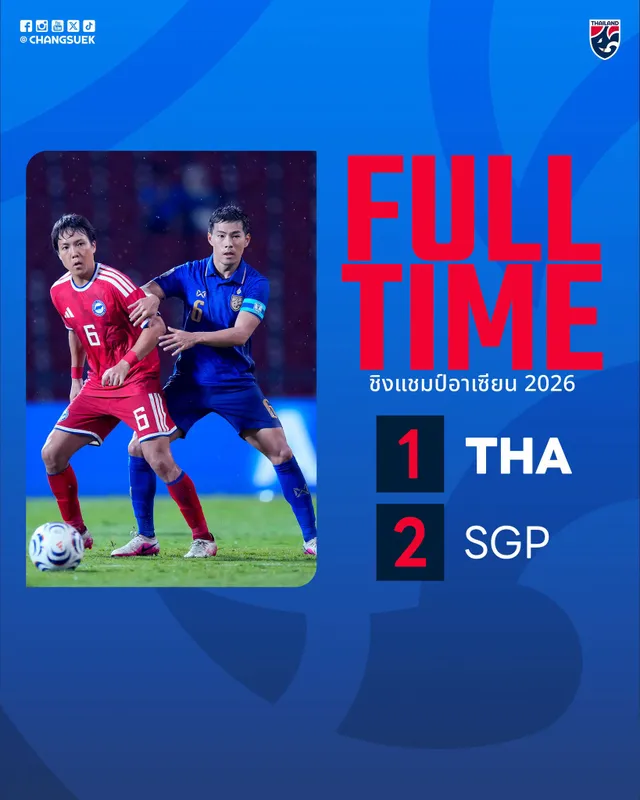 Thua Singapore trên sân nhà, Thái Lan vẫn vào chung kết ASEAN Cup 2026- Ảnh 2. Thua Singapore trên sân nhà, Thái Lan vẫn vào chung kết ASEAN Cup 2026- Ảnh 2.